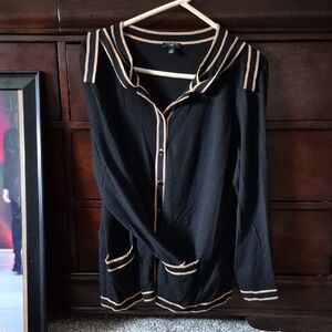 Talbots Black Sweater with Tan Accents